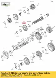 Ici, vous pouvez commander le engrenage, entrée 4e, 22t klx125caf auprès de Kawasaki , avec le numéro de pièce 132620769: