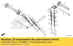 vulstuk, klepstoter (1. 550) van Honda, met onderdeel nummer 14915KT7013, bestel je hier online: