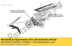 streep, l. Rr. Lijkwade * type1 * (type1) van Honda, met onderdeel nummer 86194KZZ900ZD, bestel je hier online: