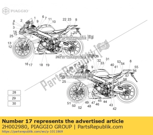 aprilia 2H002980 linker unterer verkleidungsaufkleber 