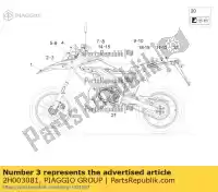 2H003081, Piaggio Group, lh front mudguard decal aprilia zd4kka01 zd4kkb01 zd4kkb03 zd4kkb06 50 2018 2019 2020 2021, New