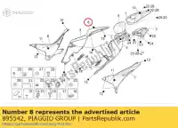 895542, Piaggio Group, decalque traseiro da carenagem direita 