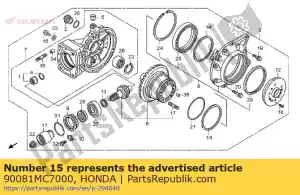 Honda 90081MC7000 perno, enchufe, - Lado inferior