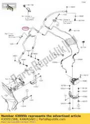 Qui puoi ordinare 01 tubo-freno,pinza per tubo di testa da Kawasaki , con numero parte 430951588: