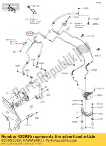 kawasaki 430951588 01 hose-brake,head pipe-caliper - Bottom side