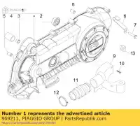 969211, Piaggio Group, couvercle de transmission avec u.p. piaggio vespa 4t et lbmc25c lx lxv rp8m25310, rp8m25300, rp8m25411 s zip 50 100 1998 2002 2005 2006 2007 2008 2009 2010 2011 2012 2016 2017 2018 2019 2020 2021 2022, Nouveau