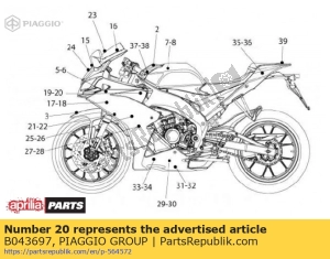 aprilia B043697 aufkleber lh - Unterseite