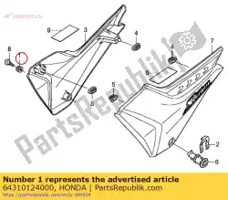 Aqui você pode pedir o borracha, fr. Montagem da tampa em Honda , com o número da peça 64310124000: