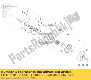 Piaggio Group CM167101 poulie entraînée complète avec embrayage - La partie au fond