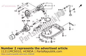 Honda 11211MCS010 braçadeira a, mangueira de drenagem - Lado inferior