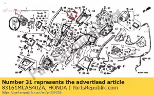 Honda 83161MCAS40ZA cover, lower vent adjuste - Bottom side