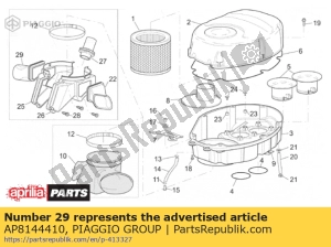 aprilia AP8144410 inlaatslang rechts - Onderkant