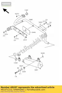 Kawasaki 491071222 tubo de escape de cobertura - Lado inferior