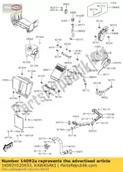 Ici, vous pouvez commander le couvercle, radiateur, s. Black kvf300c auprès de Kawasaki , avec le numéro de pièce 14092Y020933: