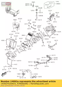 kawasaki 14092Y020933 tampa, radiador, s.black kvf300c - Lado inferior