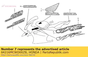 Honda 64216MCWD00ZB mark, l. upper cowl *type - Bottom side