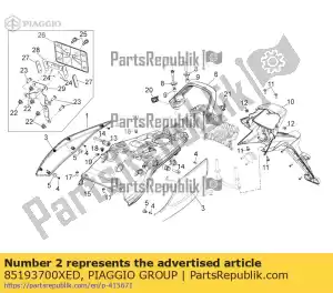 Piaggio Group 85193700XED lh carenagem traseira. cinza - Lado inferior