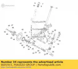 Ici, vous pouvez commander le goupille et support d'amortisseur auprès de Piaggio Group , avec le numéro de pièce 6691915: