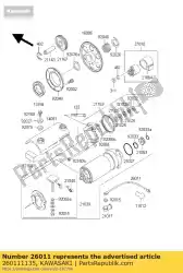 Qui puoi ordinare cavo, motorino di avviamento z 1100-a2 da Kawasaki , con numero parte 260111135: