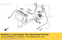 Aqui você pode pedir o cabo, bateria inicial em Honda , com o número da peça 32401MBB640: