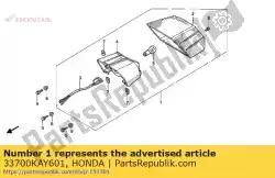 Aqui você pode pedir o montagem da luz traseira. (1 em Honda , com o número da peça 33700KAY601: