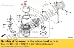 Aqui você pode pedir o amortecedor, conector em Honda , com o número da peça 16718HR0F00: