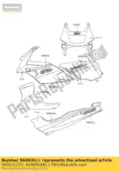 Here you can order the pattern,side cover,lh ex500-d7 from Kawasaki, with part number 560631235: