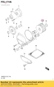 Suzuki 1651037450 filter,oil - Bottom side