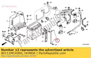 Honda 80111MCA000 cover, battery cable - Bottom side