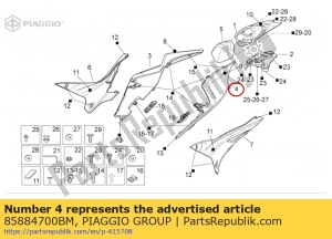 aprilia 85884700BM carenado trasero. blanco - Lado inferior