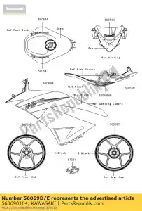 kawasaki 560690104 pattern,tail cover,lh zx600raf - Bottom side