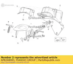 Ici, vous pouvez commander le compartiment de roue auprès de Piaggio Group , avec le numéro de pièce AP8268083: