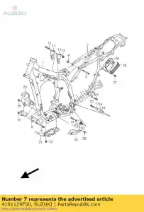 Suzuki 4191129F00 plaat, eng mtg, f - Onderkant