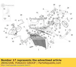 Here you can order the thermostat-engine pipe from Piaggio Group, with part number 2B002208: