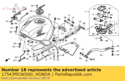 Aqui você pode pedir o tapete c, tanque de combustível em Honda , com o número da peça 17543MCWD00: