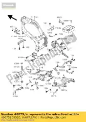 grip, grabrail, p. C. Bla van Kawasaki, met onderdeel nummer 46075109520, bestel je hier online: