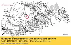 Ici, vous pouvez commander le écrou, réglage du pare-brise auprès de Honda , avec le numéro de pièce 64114MCA000: