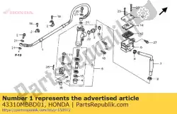 Qui puoi ordinare tubo flessibile, rr. Freno da Honda , con numero parte 43310MBBD01: