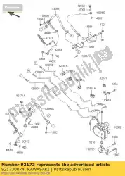 Here you can order the clamp,front fender,rh from Kawasaki, with part number 921730074: