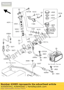 Kawasaki 430950342 slangrem, rr hoofdcilinder - Onderkant