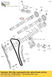 Aqui você pode pedir o árvore de cames-comp, escape zx1400fc em Kawasaki , com o número da peça 491180740: