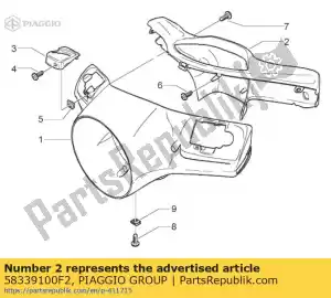 Piaggio Group 58339100F2 capa do guiador - Lado inferior