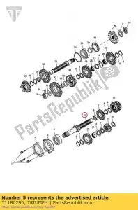 triumph T1180296 gearbox shaft input & 1st 13t - Bottom side