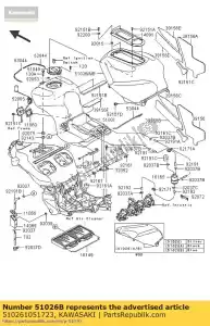 Kawasaki 510261051723 cover tank,fuel,c.p.blue - Bottom side