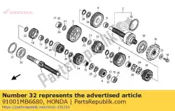 Aqui você pode pedir o rolamento, agulha, 22x26x13 em Honda , com o número da peça 91001MB6680: