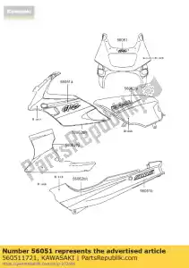 Kawasaki 560511721 marca, capó upp, gpz - Lado inferior