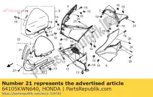 Honda 64105KWN640 molding, windscreen - Bottom side