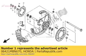 Honda 06421MBN670 spaakset b, rr. - Onderkant