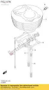 suzuki 0910806054 bolt,stud,l:169 - Bottom side