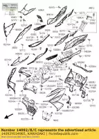 14092Y034965, Kawasaki, capot, capot, cnt, f.whit sc300 kawasaki j 300 2015, Nouveau